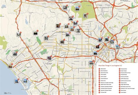 los angeles landmarks map.